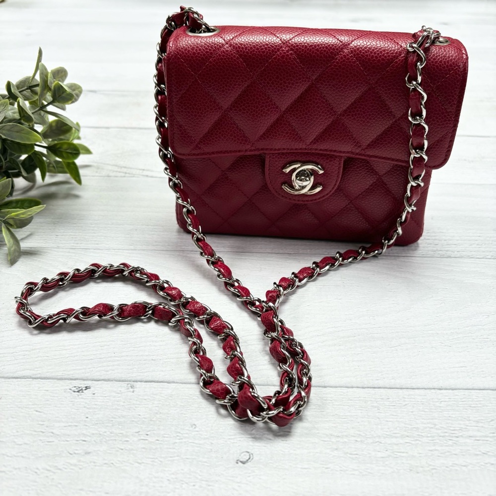 Chanel Red Square Bag on Chain